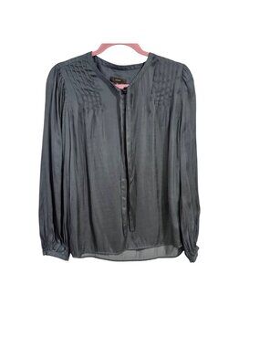 J.Crew Featherweight Satin Tie-Neck Top Size M in Deep Midnight